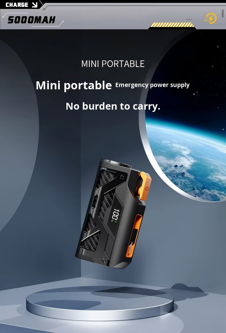 5,000mAh Pocket Power Bank — Digital Battery Level Display