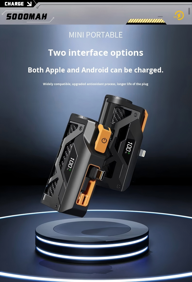 5,000mAh Pocket Power Bank — Digital Battery Level Display