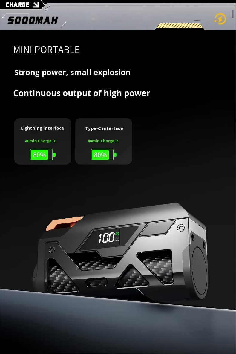5,000mAh Pocket Power Bank — Digital Battery Level Display