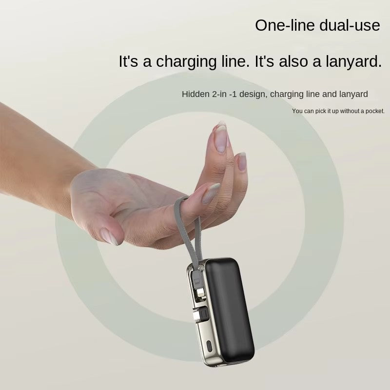 Portable Mini Power Bank, 10000mAh, Fast Charging 22.5W, Built-in Cable, LED Digital Display, for USB-C and Lightning Devices